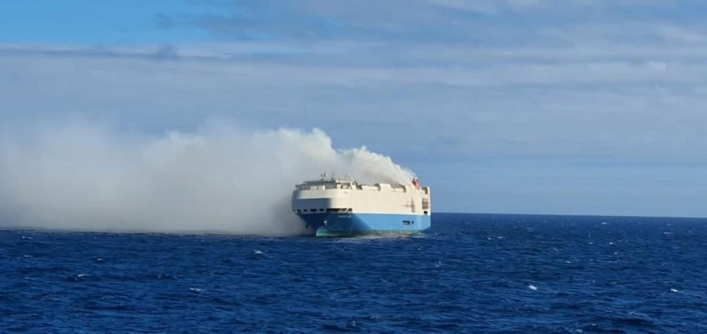 Car Carrier Felicity Ace Abandoned After Catching Fire In Atlantic Ocean