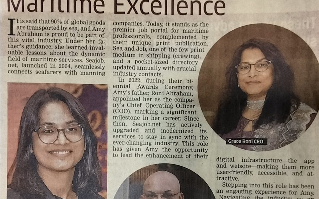 Economic Times Recognises Seajob.net and Its Dynamic Leadership Under the Young Entrepreneur  – Ms. Amy Abraham, COO